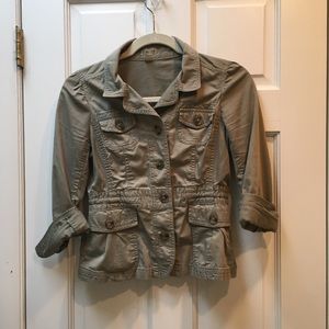 Drawstring utility blazer in olive